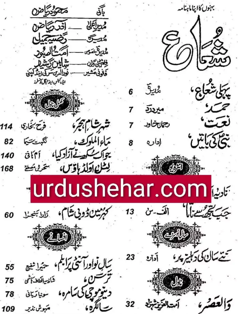 Shuaa Digest January 2024 Pdf Urdu Shehar